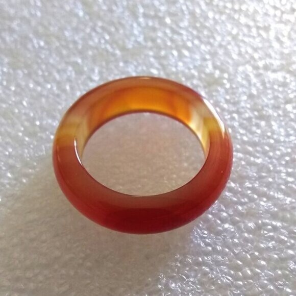 Apricot + Orange Bands ~ Agate Stone Band Size 7 ~ Friendship + Promise Rings - Picture 4 of 9